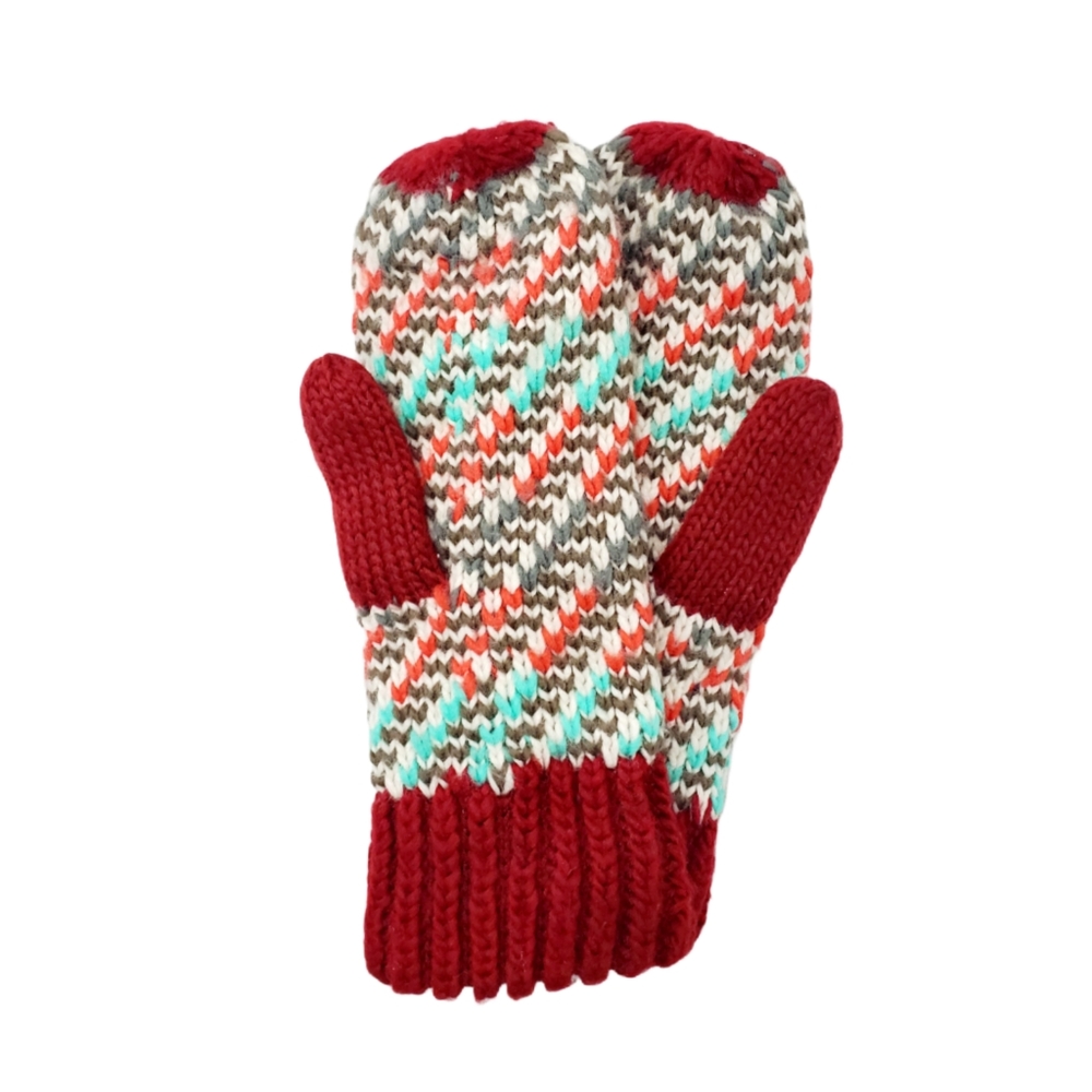 Cranberry Red Winter Knit Mittens